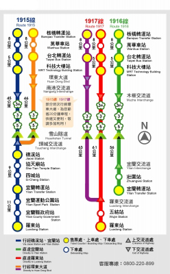 台北轉運站バス停→台鉄羅東駅　路線図 